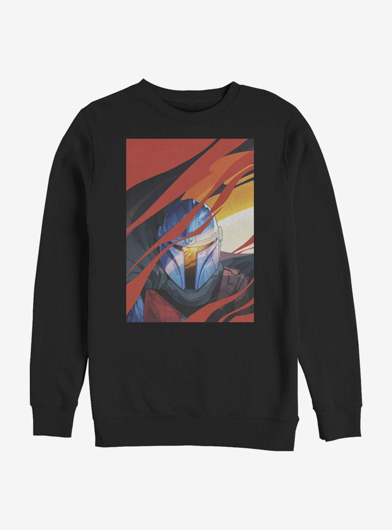 Star Wars The Mandalorian Illustrated Mandalorian Crew Sweatshirt, BLACK, hi-res