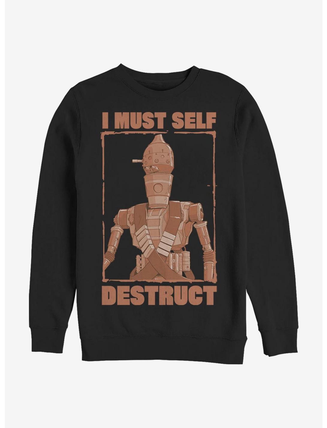 Star Wars The Mandalorian Self Destruct Crew Sweatshirt, BLACK, hi-res