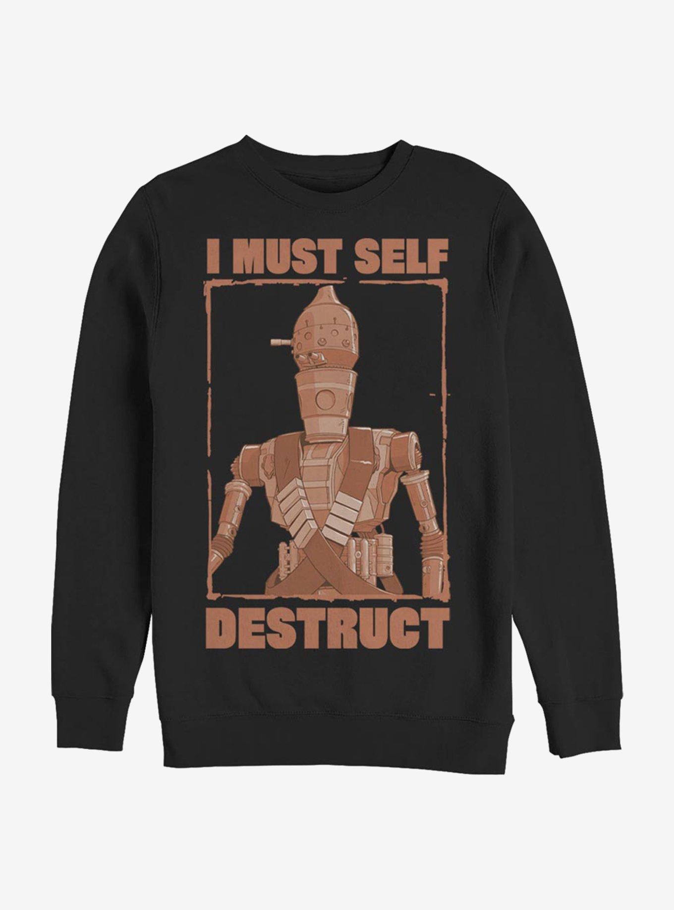 Star Wars The Mandalorian Self Destruct Crew Sweatshirt, BLACK, hi-res