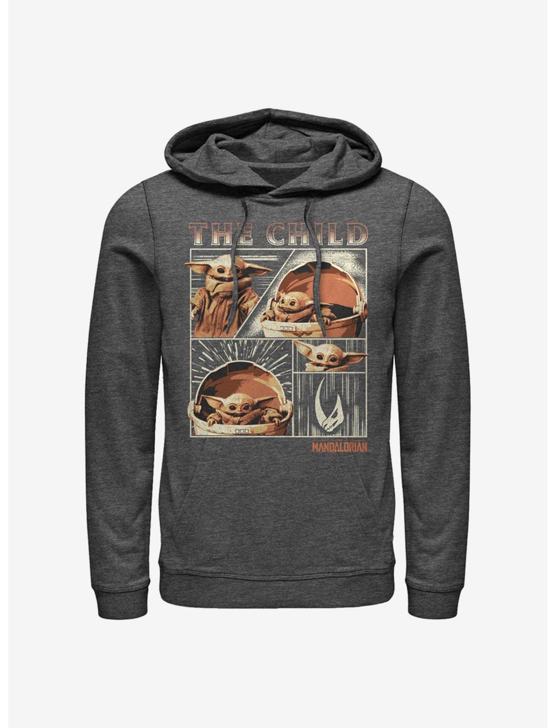 Star Wars The Mandalorian The Child Panel Hoodie, CHAR HTR, hi-res