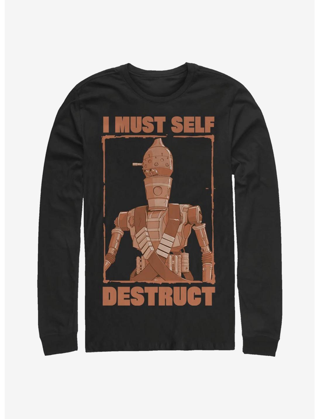 Star Wars The Mandalorian Self Destruct Long-Sleeve T-Shirt, BLACK, hi-res