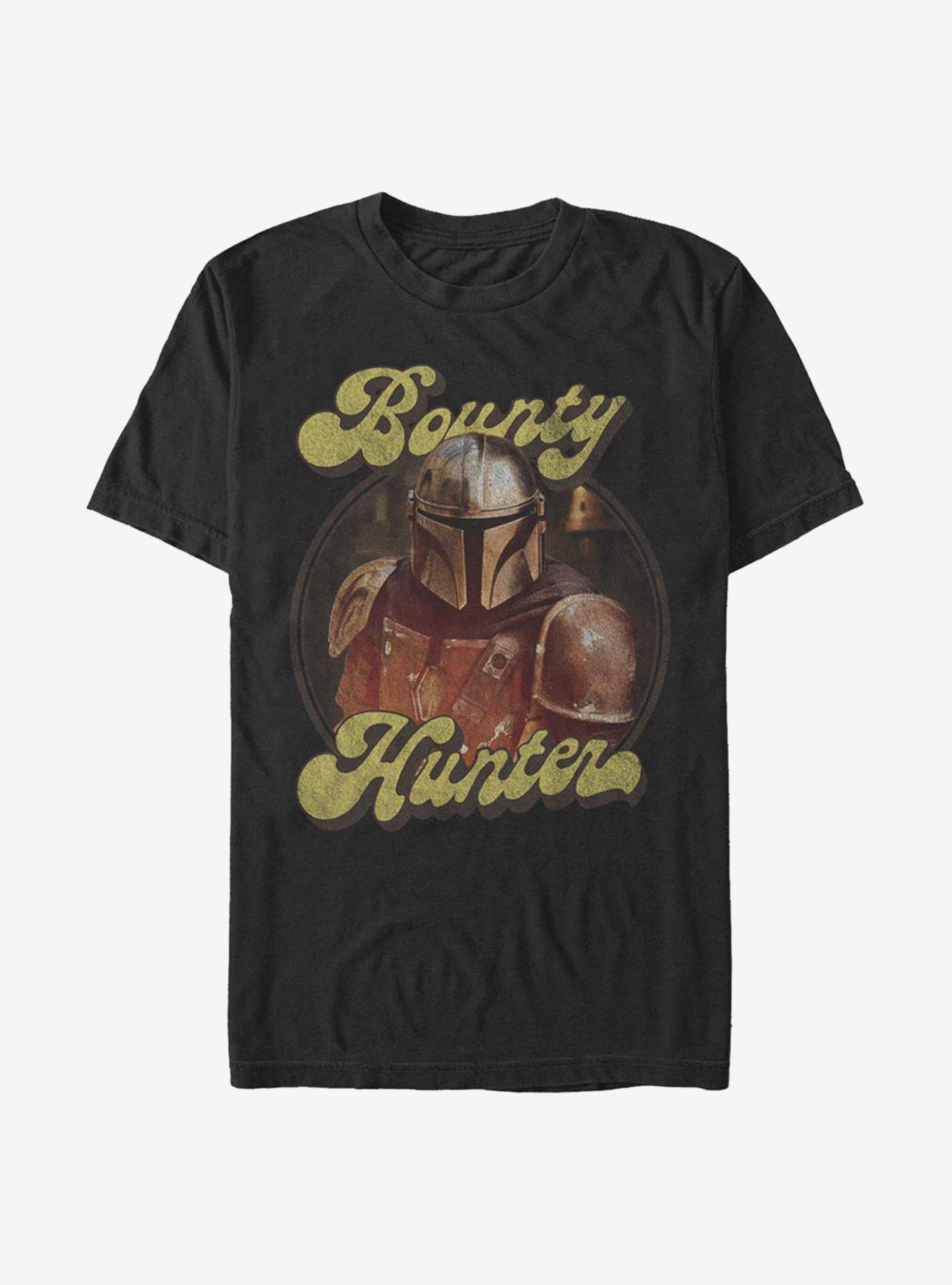 Star Wars The Mandalorian Bounty Hunter Retro T-Shirt, BLACK, hi-res