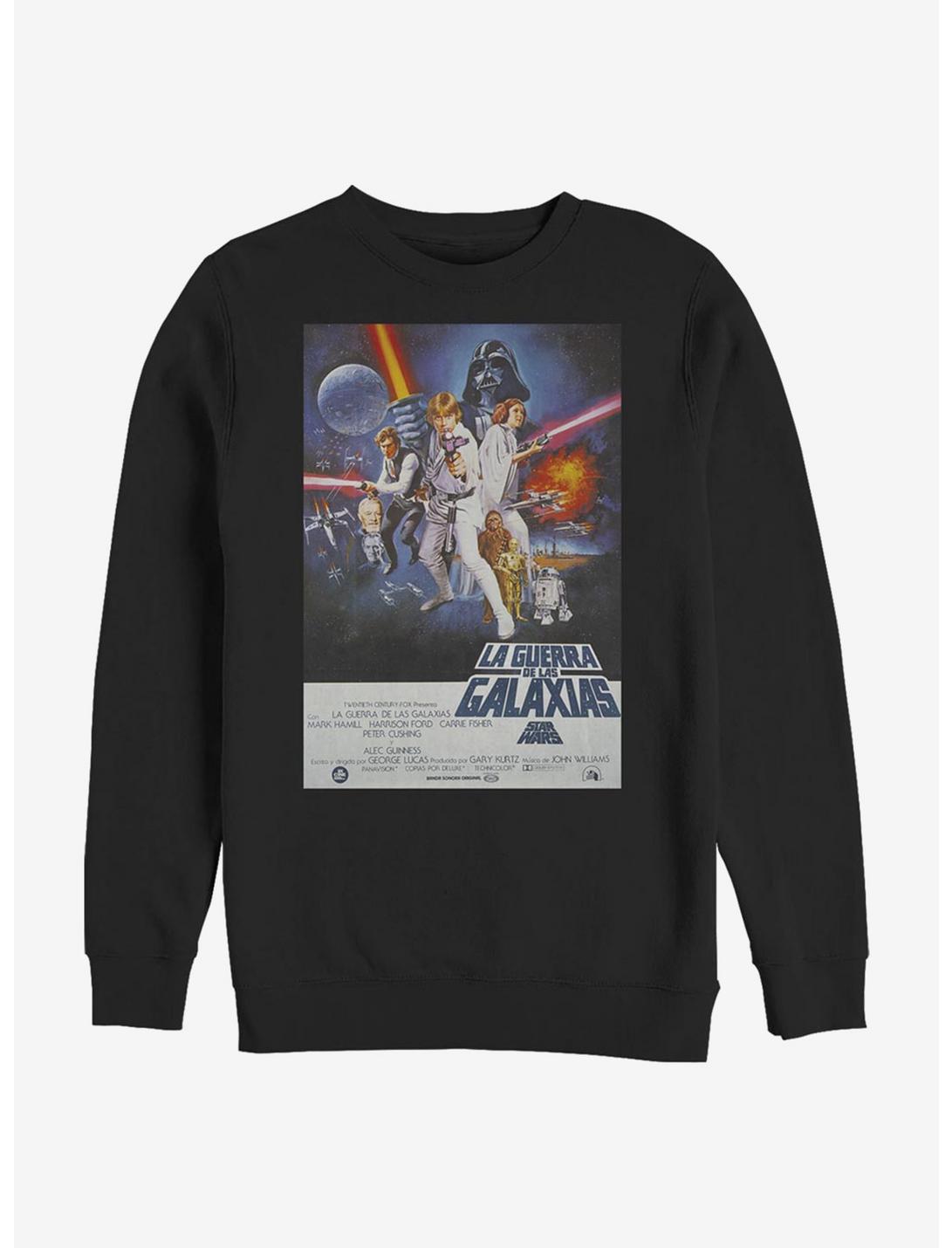 Star Wars Episode IV A New Hope La Guerra De Las Galaxias Poster Sweatshirt, BLACK, hi-res