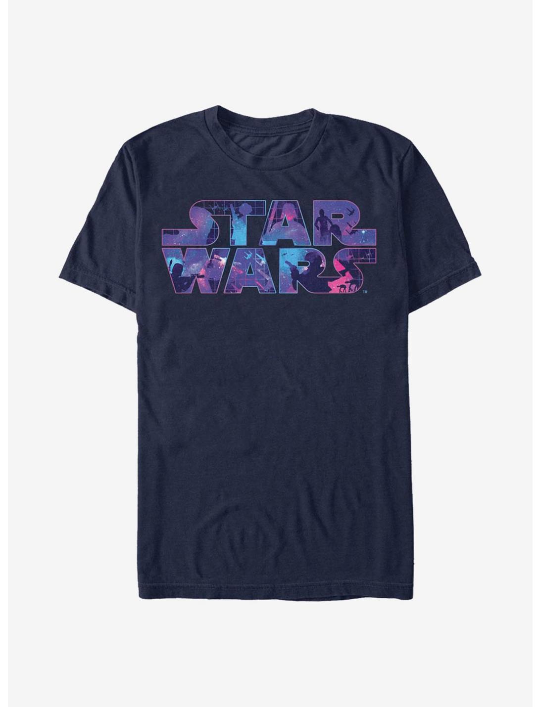 Star Wars Neon Night Logo T-Shirt, NAVY, hi-res
