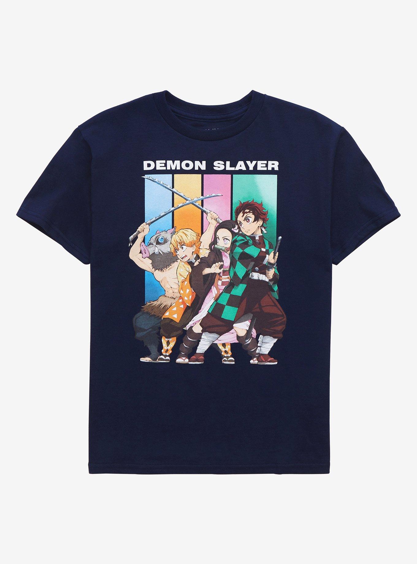 Demon Slayer: Kimetsu no Yaiba Color Panels Youth T-Shirt - BoxLunch Exclusive, NAVY, hi-res