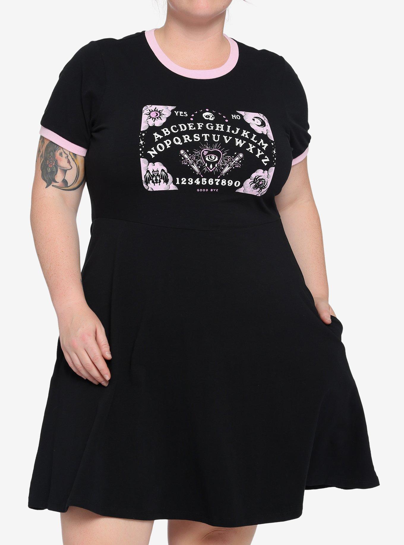 Black & Pink Spirit Board Ringer Dress Plus Size, BLACK, hi-res