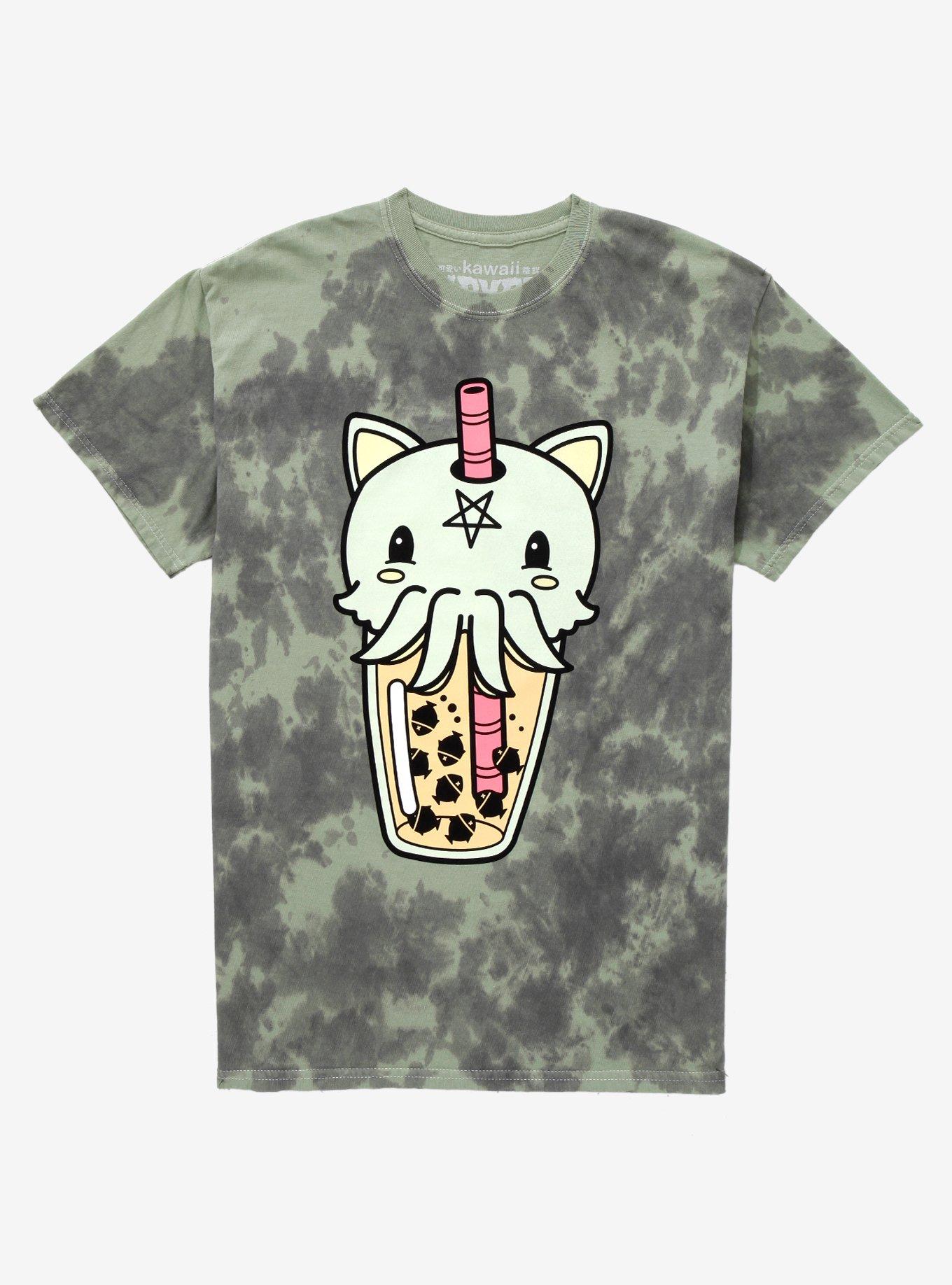 Cthulhu Chibi Boba Wash T-Shirt By Kawaii Krypt, MULTI, hi-res