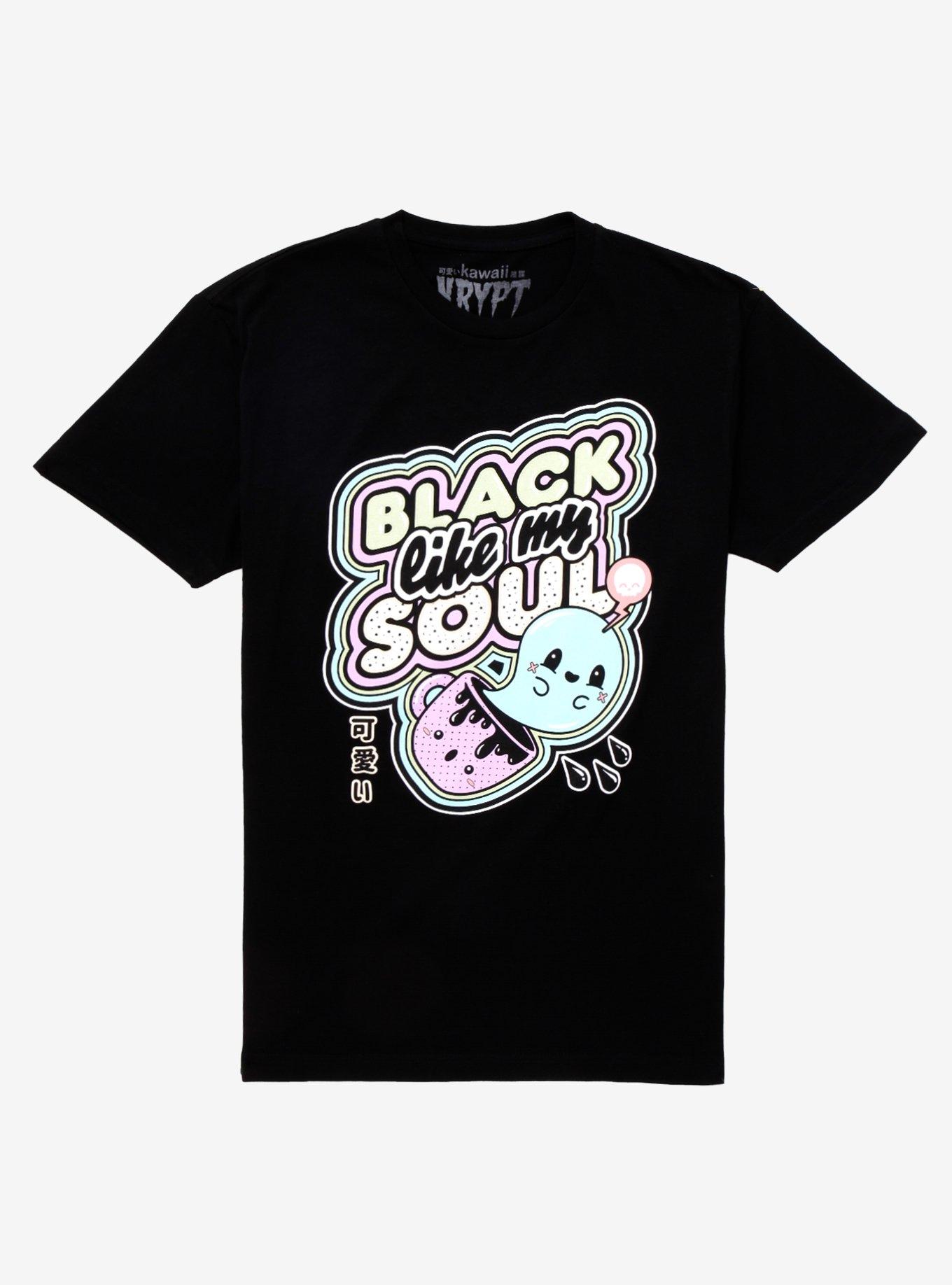 Black Like My Soul Coffee Ghost T-Shirt By Kawaii Krypt, MULTI, hi-res