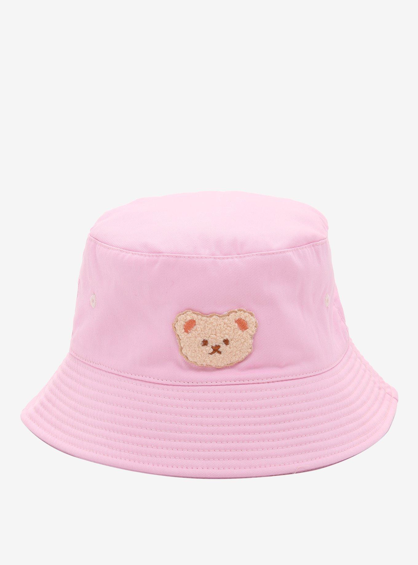 Teddy Bear Patch Pink Bucket Hat, , hi-res