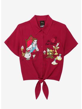 Her Universe Disney Beauty and the Beast Be Our Guest Women's Tie-Front Woven Top - BoxLunch Exclusive, , hi-res