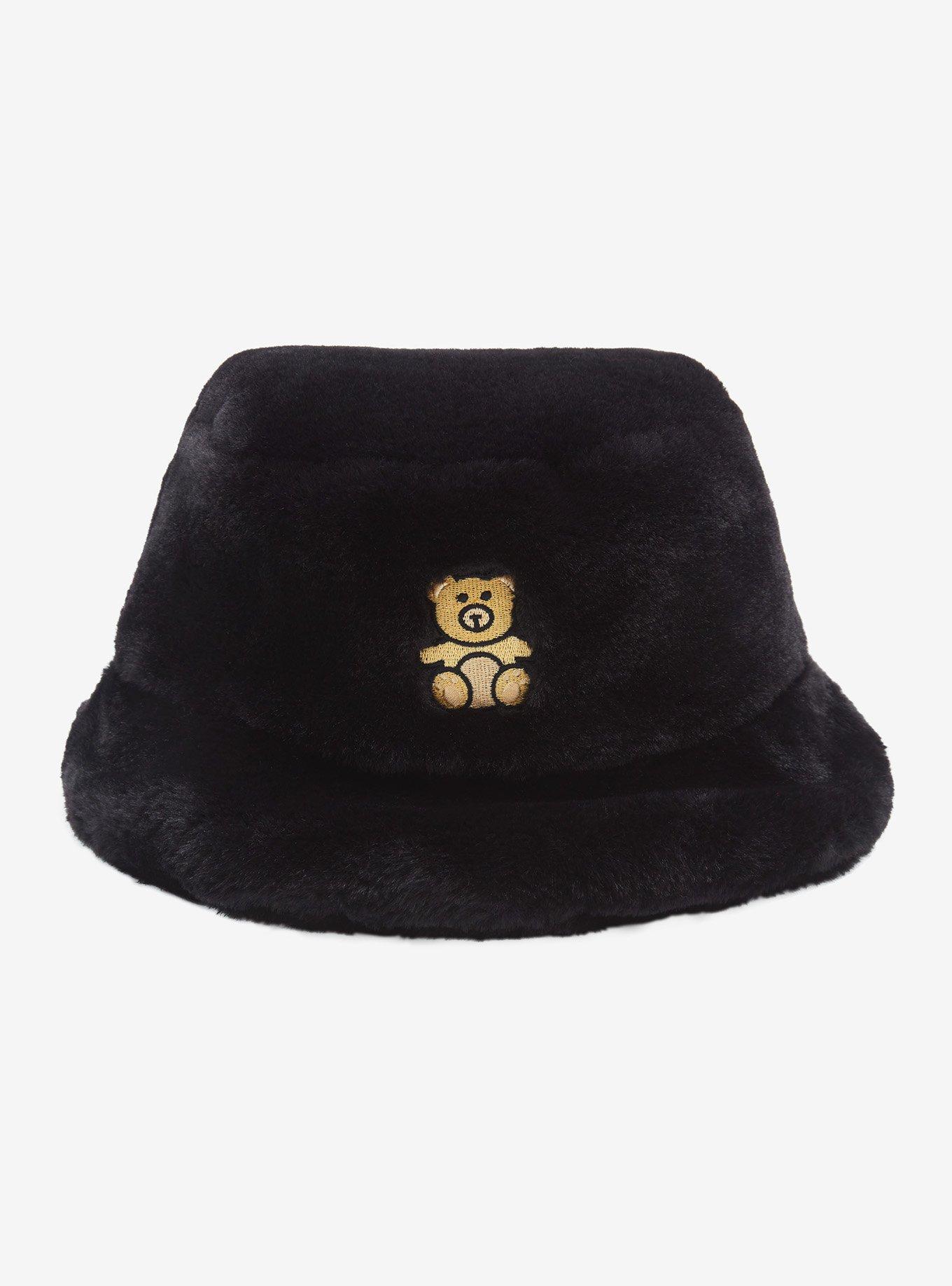 Teddy Bear Patch Fuzzy Bucket Hat, , hi-res