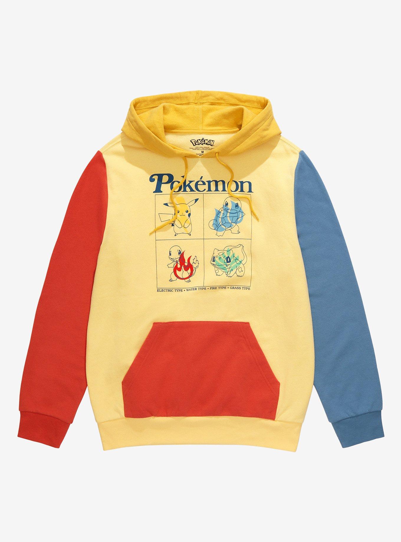 Pok mon Pikachu Gen 1 Starters Color Block Hoodie BoxLunch