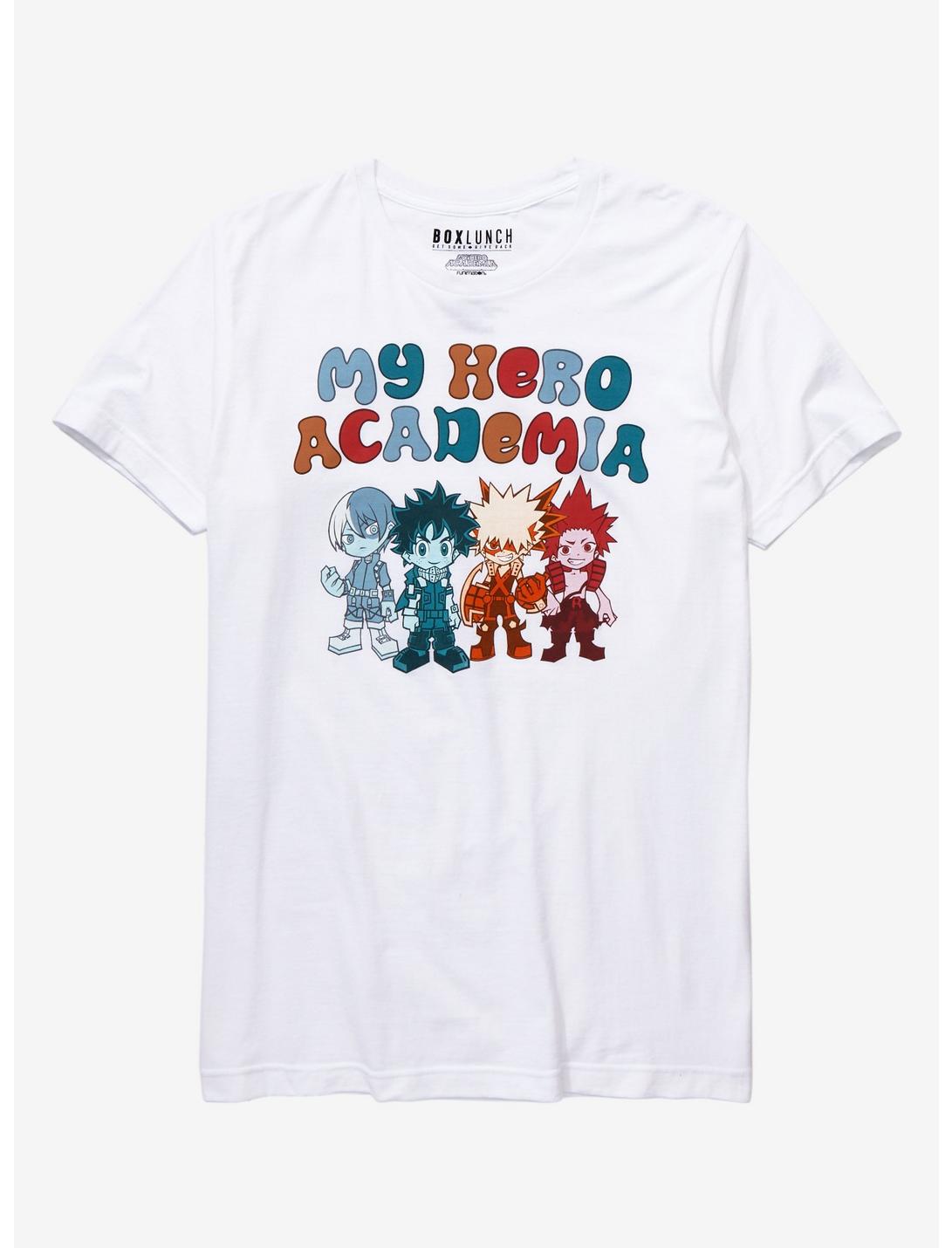 My Hero Academia Chibi Deku & Friends Women's T-Shirt - BoxLunch Exclusive, CREAM, hi-res