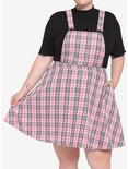 Pink Plaid Skirtall Plus Size, PLAID, hi-res