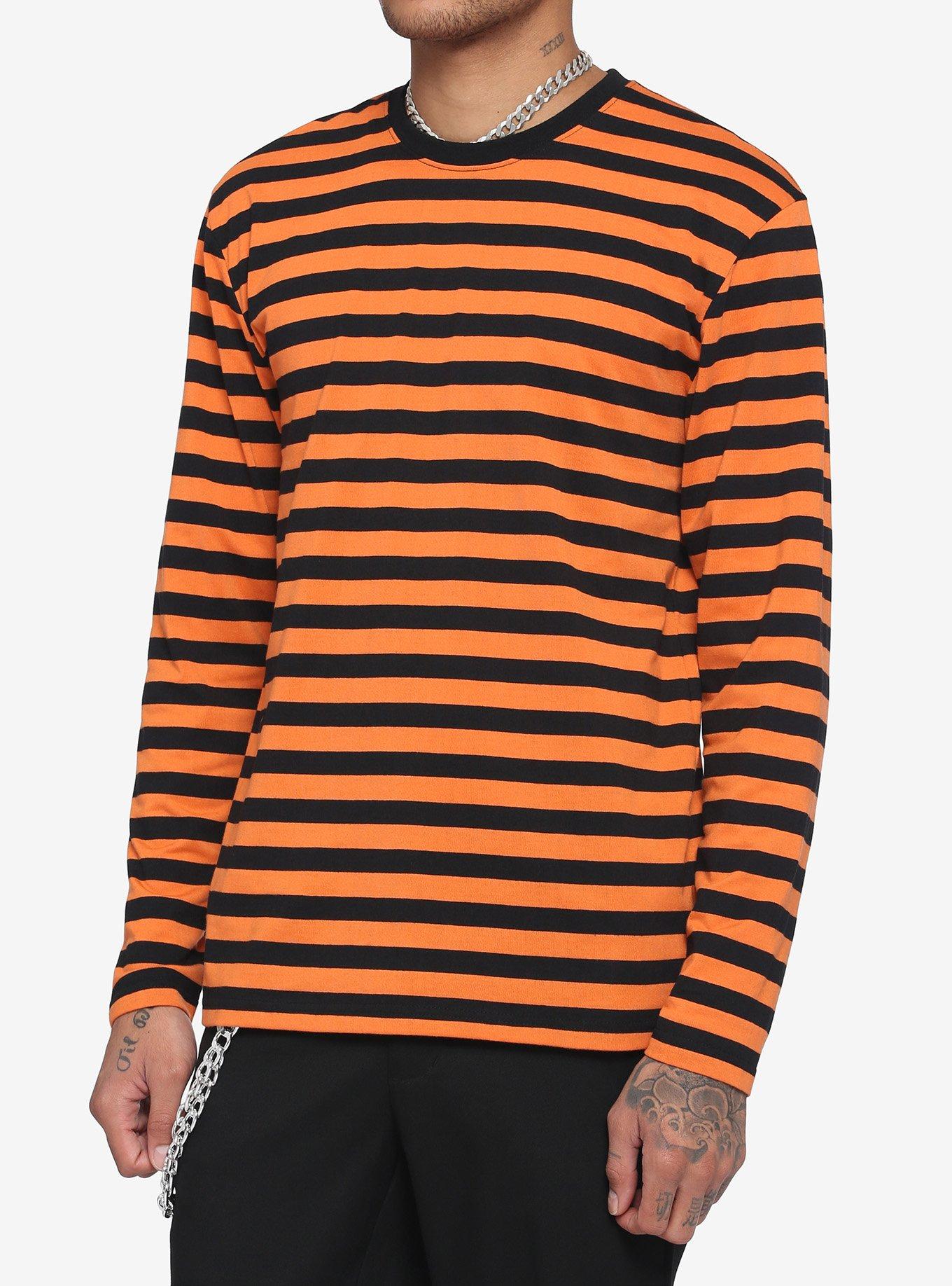 Orange Black Stripe Long Sleeve T Shirt Hot Topic