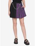 Black & Purple Split Plaid Skirt, , hi-res
