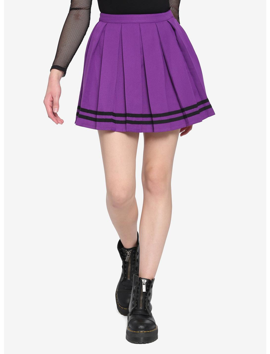 Purple & Black Cheer Skirt, PURPLE, hi-res