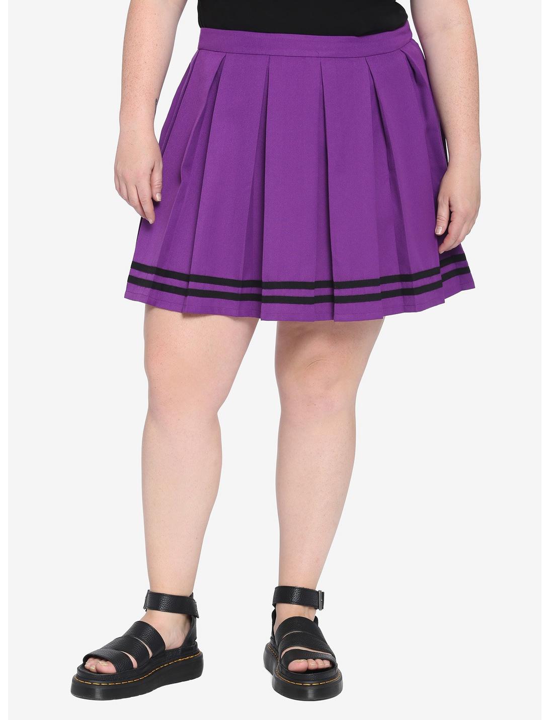 Purple & Black Cheer Skirt Plus Size, PURPLE, hi-res