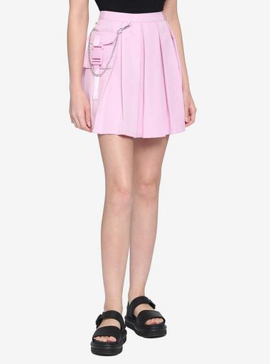 Pastel Pink Pleated Cargo Skirt