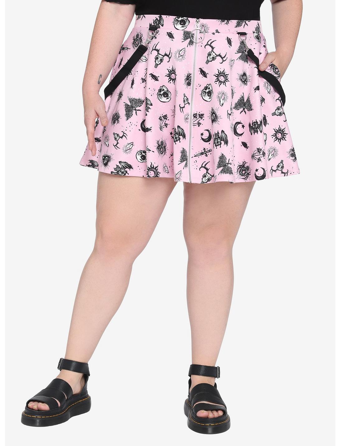 Pink Doodles Suspender Skirt Plus Size, PINK, hi-res