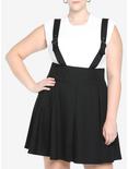 Black Suspender Midi Skirt Plus Size, BLACK, hi-res