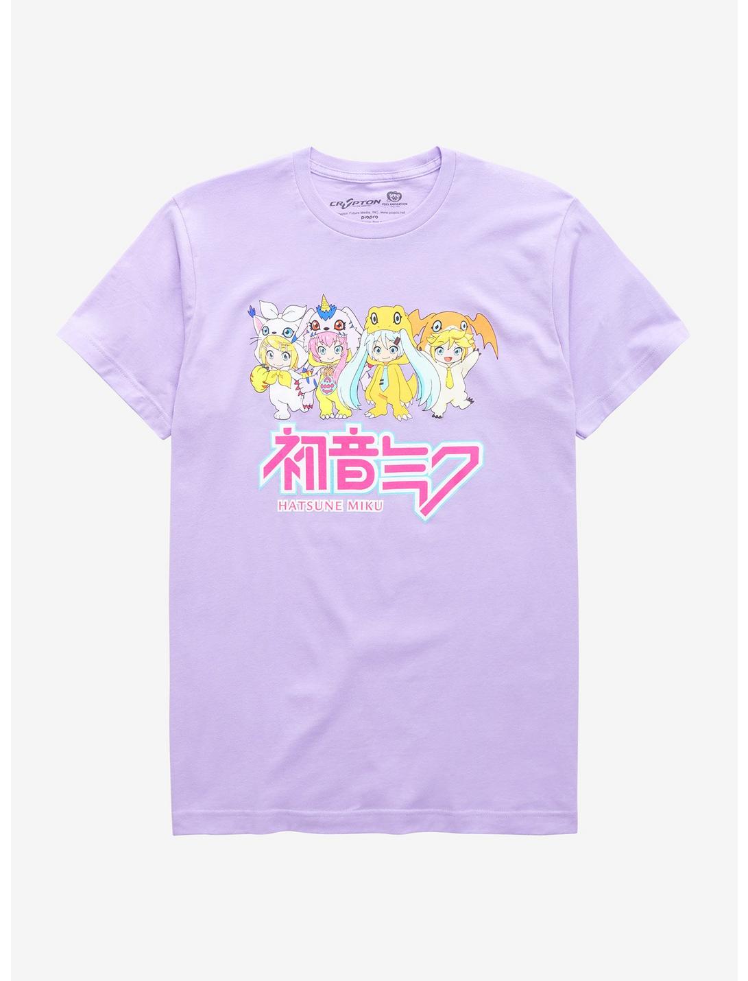 Hatsune Miku X Digimon Chibi Lavender Group T-Shirt, LAVENDER, hi-res
