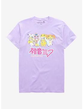 Hatsune Miku X Digimon Chibi Lavender Group T-Shirt, LAVENDER, hi-res