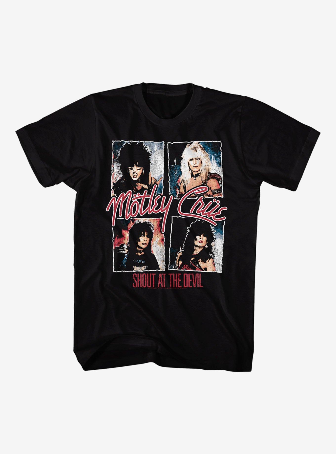 Motley Crue Shout At The Devil Album Cover T-Shirt, BLACK, hi-res