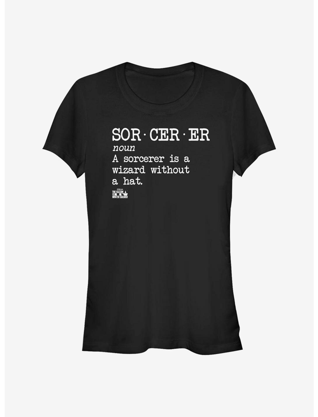 Marvel The Falcon And The Winter Soldier Falcon Soldier Sorcerer Defintion Girls T-Shirt, BLACK, hi-res