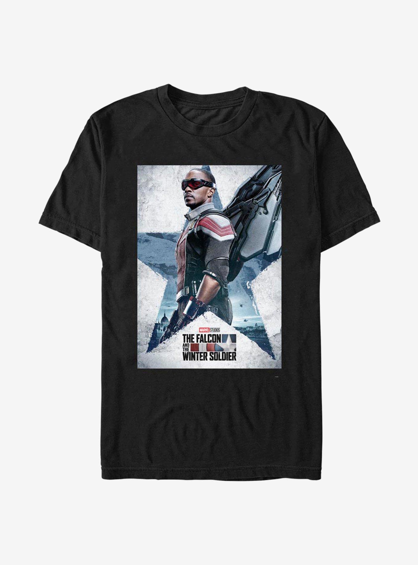 Marvel The Falcon And The Winter Soldier Falcon Poster T-Shirt, BLACK, hi-res