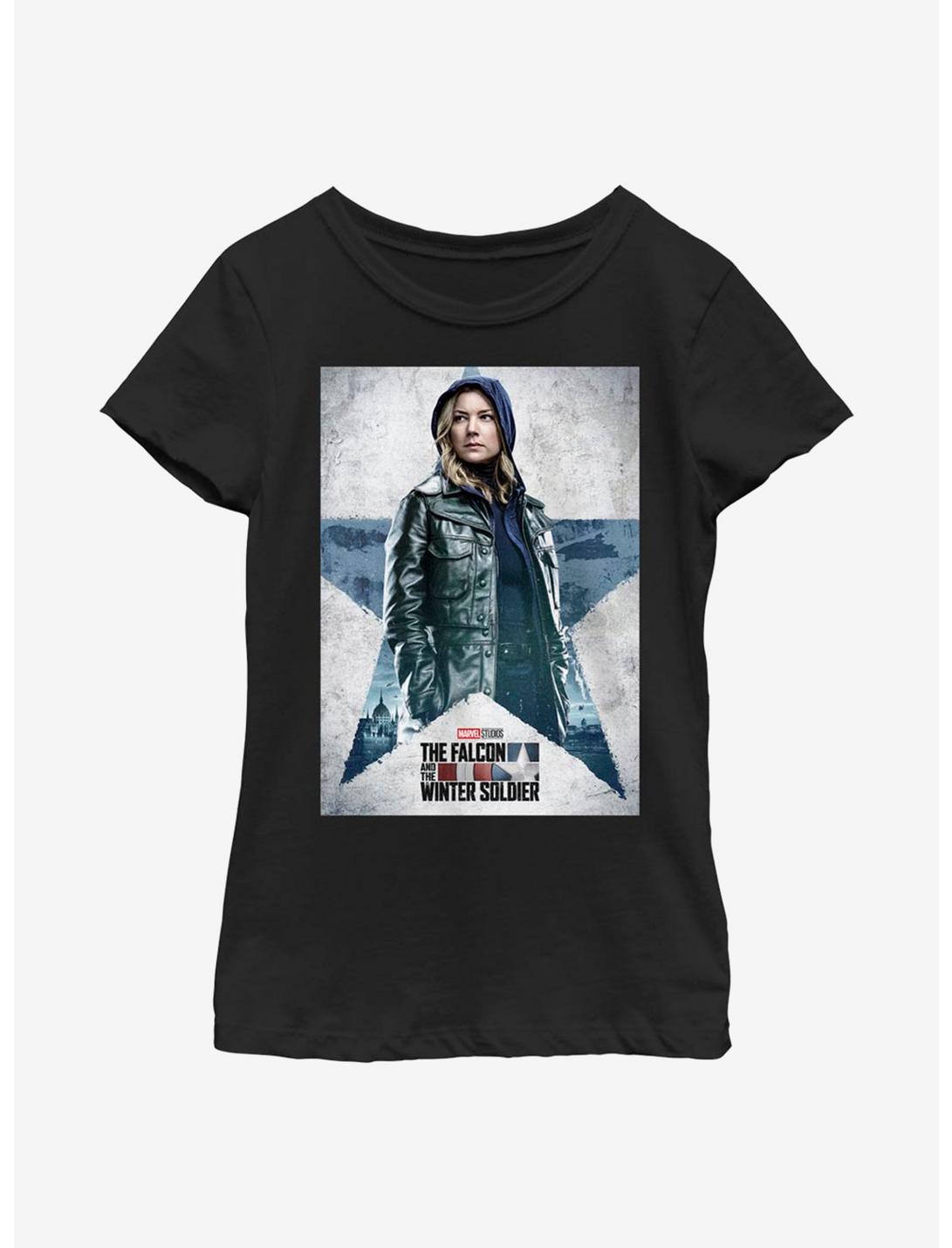 Marvel The Falcon And The Winter Soldier Carter Poster Youth Girls T-Shirt, BLACK, hi-res