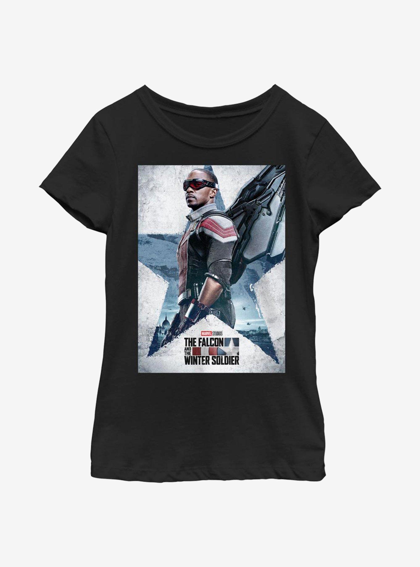 Marvel The Falcon And The Winter Soldier Falcon Poster Youth Girls T-Shirt, , hi-res