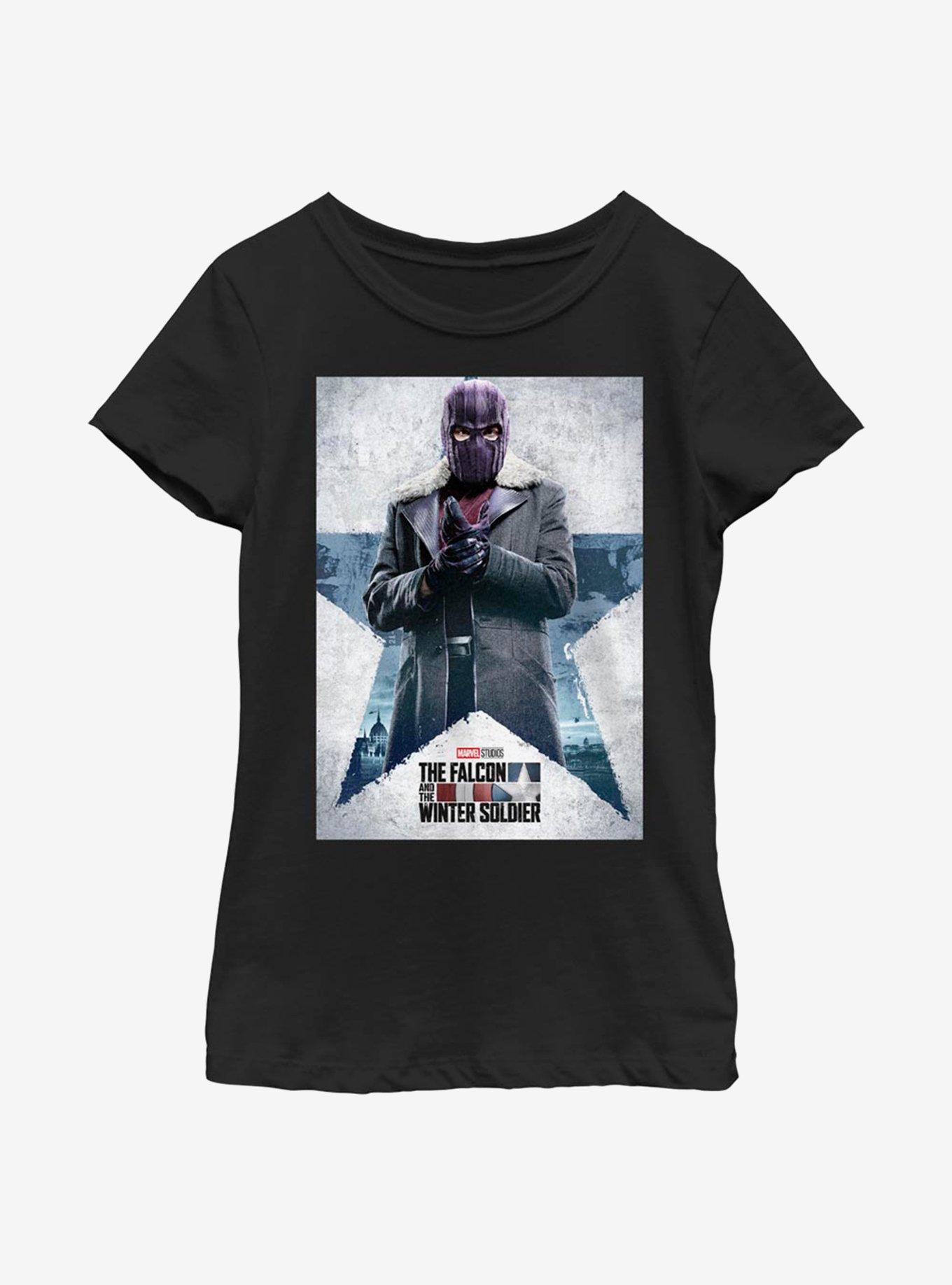 Marvel The Falcon And The Winter Soldier Zemo Poster Youth Girls T-Shirt, BLACK, hi-res