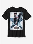Marvel The Falcon And The Winter Soldier Falcon Poster Youth T-Shirt, BLACK, hi-res