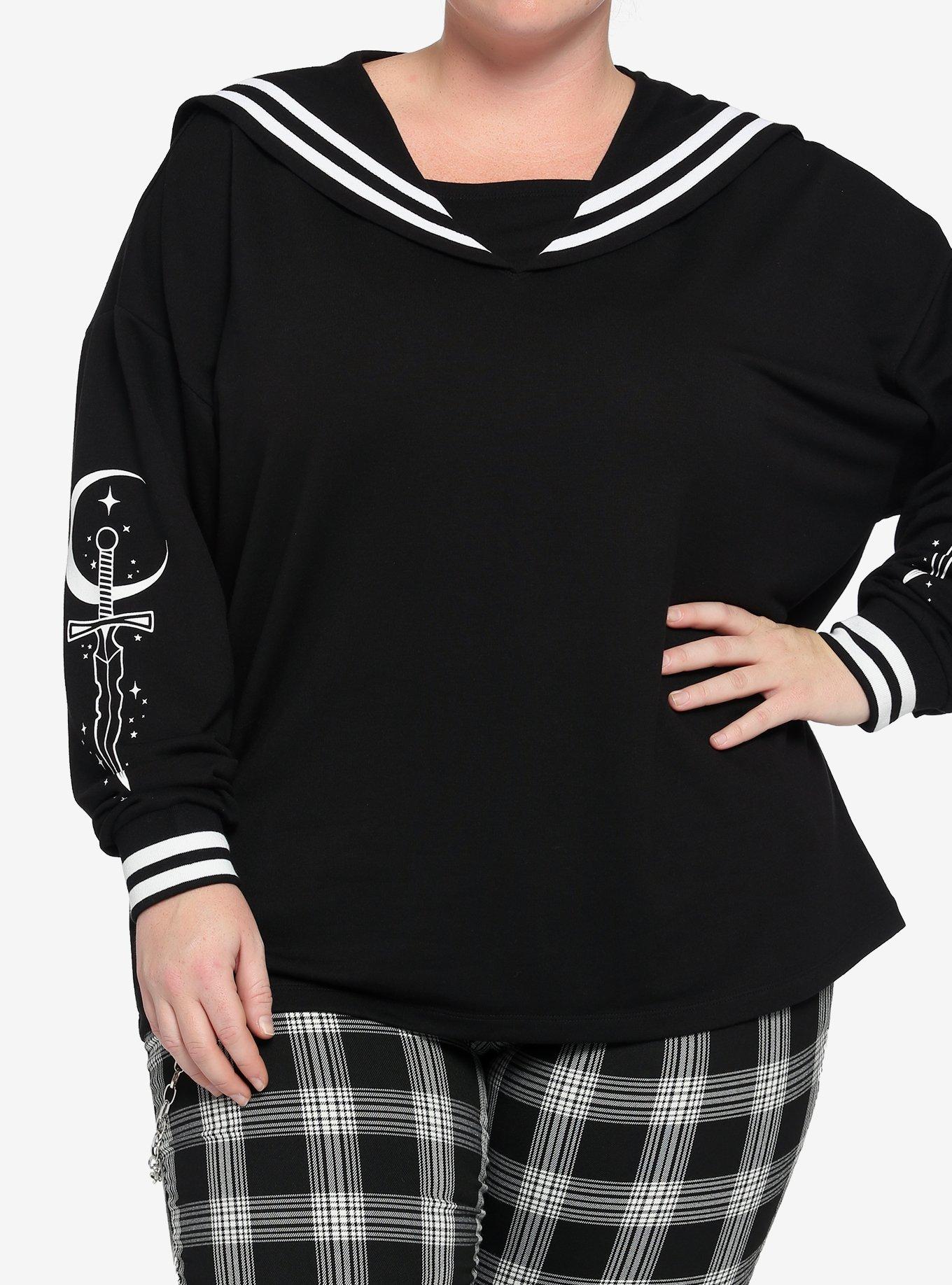 Dagger Moon Sailor Girls Sweatshirt Plus Size, BLACK, hi-res