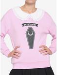 Pastel Dead Inside Collar Girls Sweatshirt, PINK, hi-res
