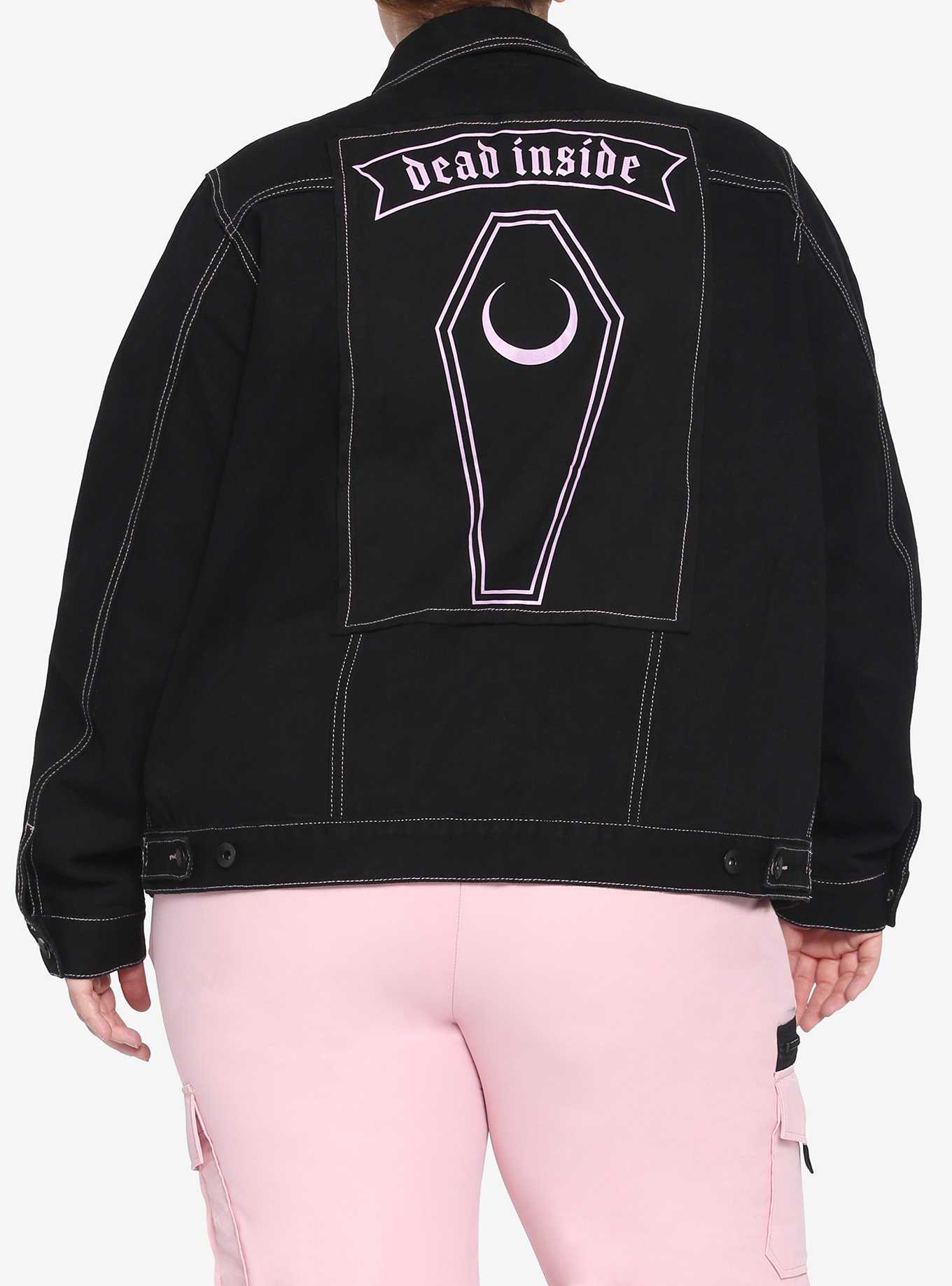 Black & Pink Dead Inside Girls Denim Truck Jacket Plus Size, , hi-res