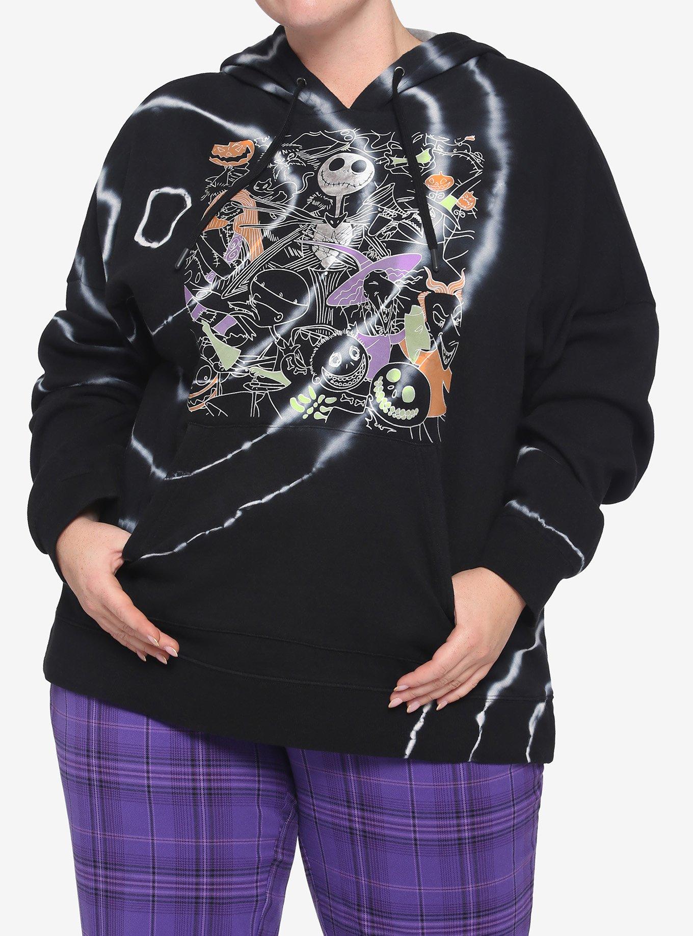 The Nightmare Before Christmas Halloween Town Characters Tie Dye Girls Hoodie Plus Size