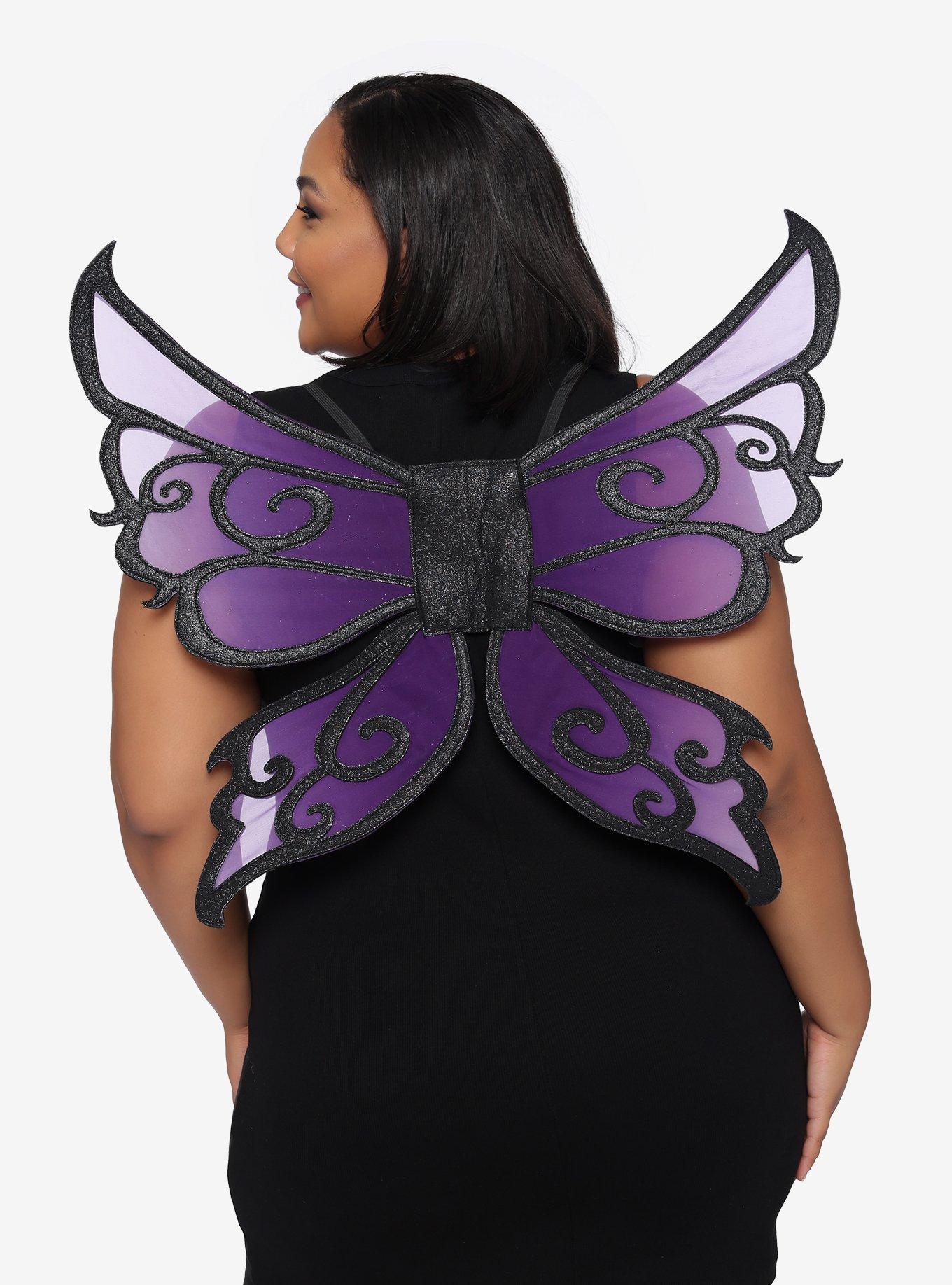 Black & Purple Glitter Fairy Wings, , hi-res