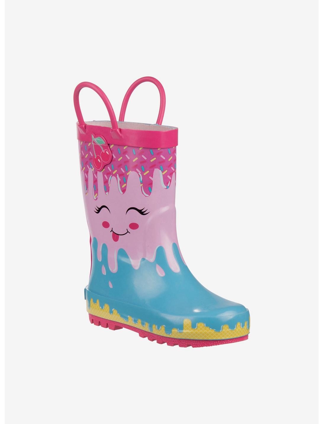 Pink Girls Rain Boots With Loops, PINK, hi-res