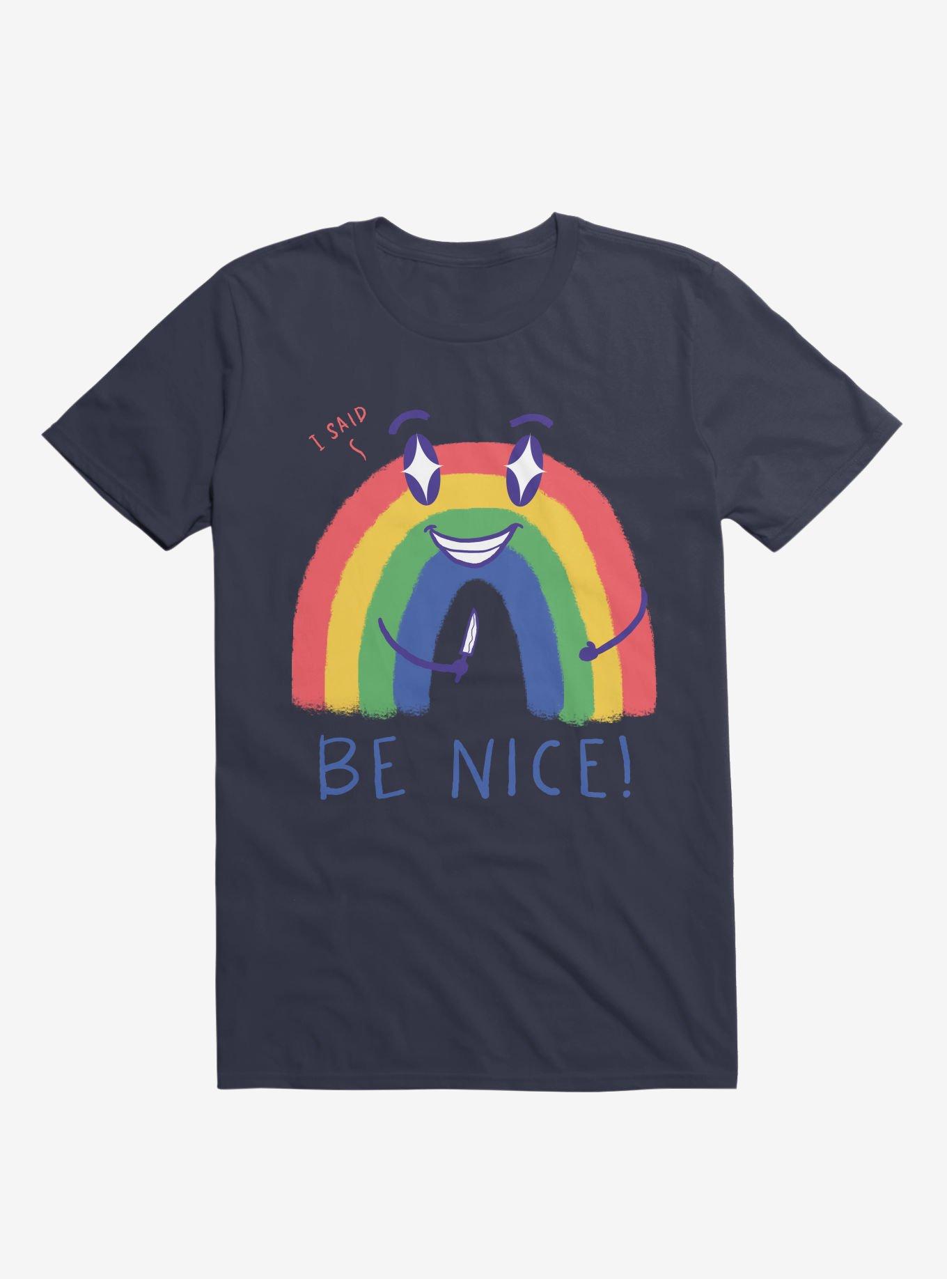 Rainbow Knife Be Nice 2.0 Navy Blue T-Shirt, , hi-res