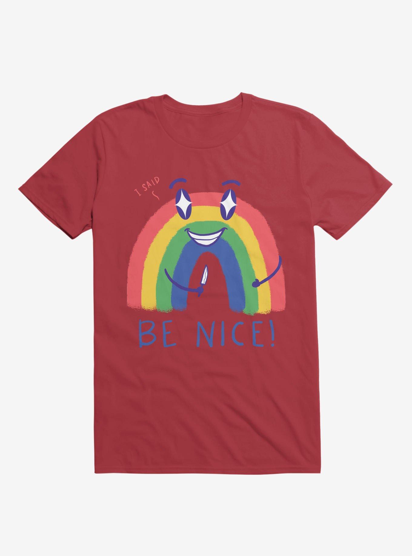 Rainbow Knife Be Nice 2.0 Red T-Shirt, RED, hi-res