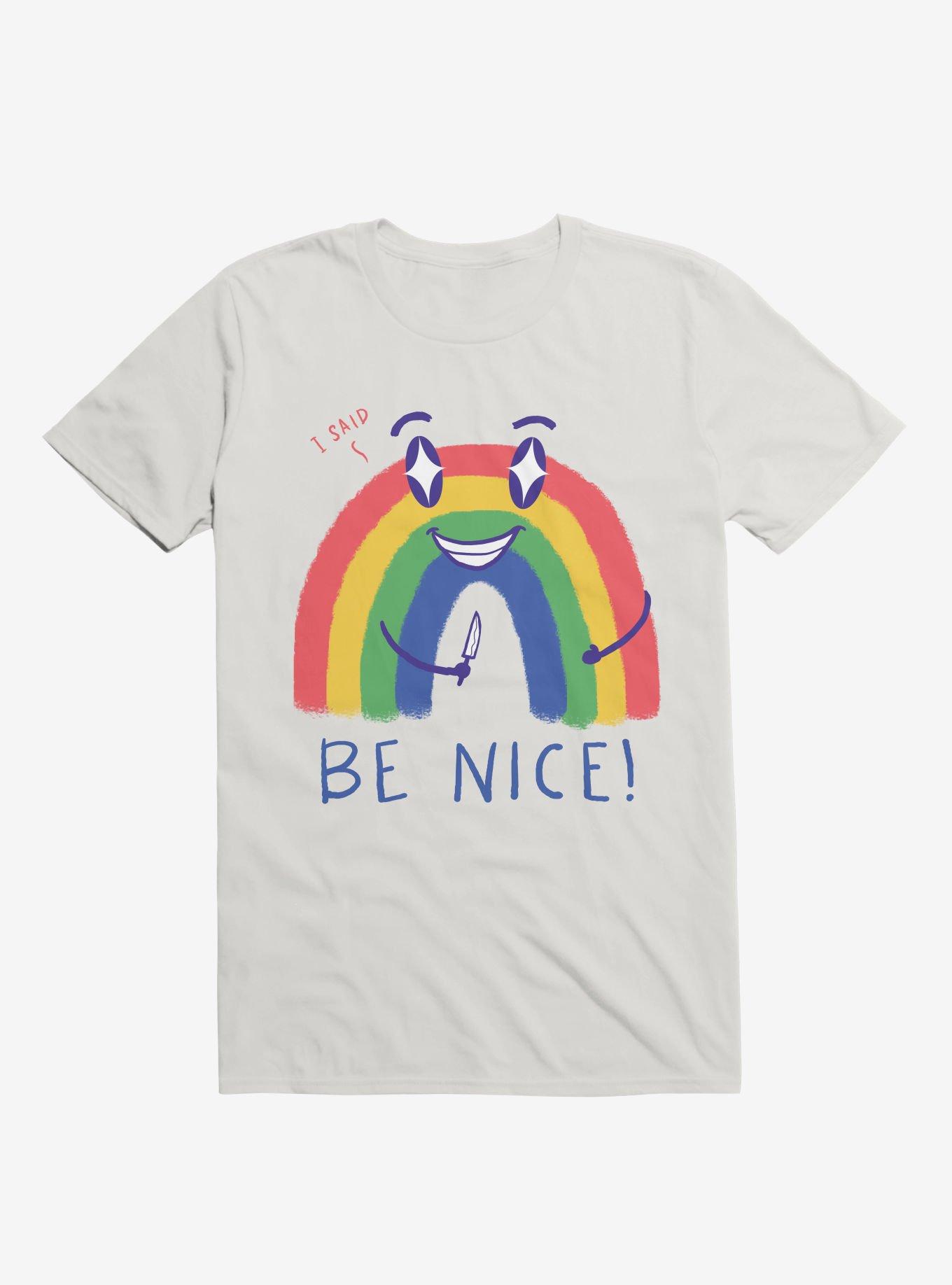 Rainbow Knife Be Nice 2.0 White T-Shirt, , hi-res