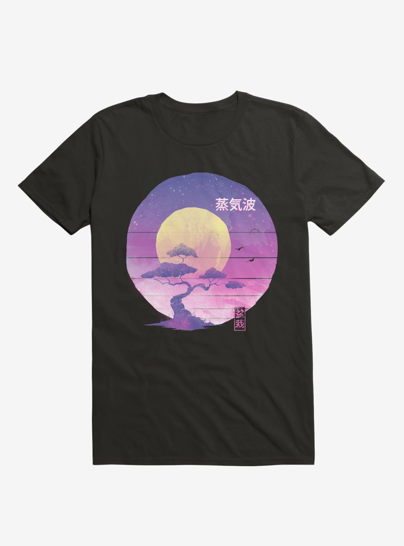 Neon Bonsai Wave Black T-Shirt, BLACK, hi-res