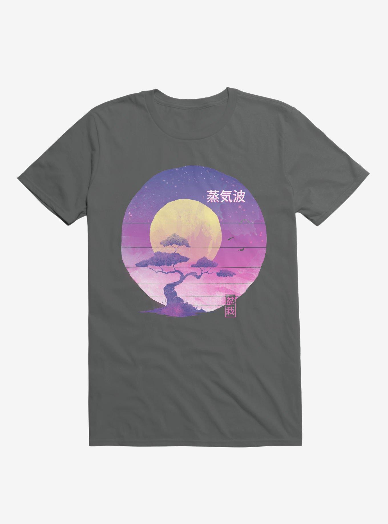 Neon Bonsai Wave Charcoal Grey T-Shirt, , hi-res