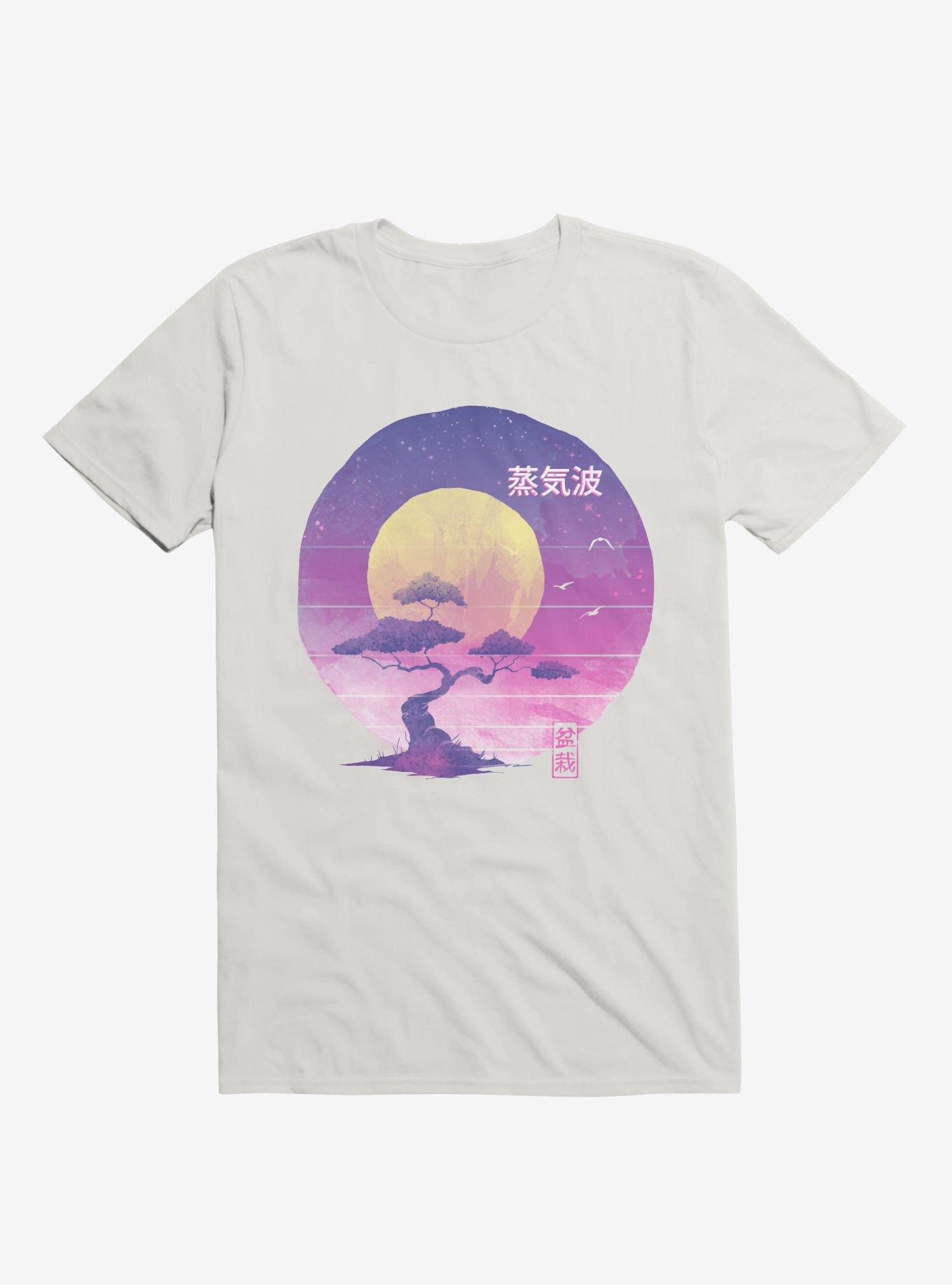 Neon Bonsai Wave White T-Shirt, , hi-res