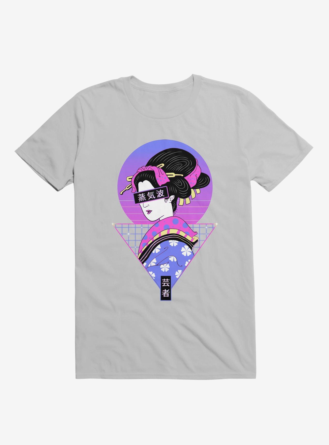 Neon Geisha Wave Ice Grey T-Shirt, ICE GREY, hi-res