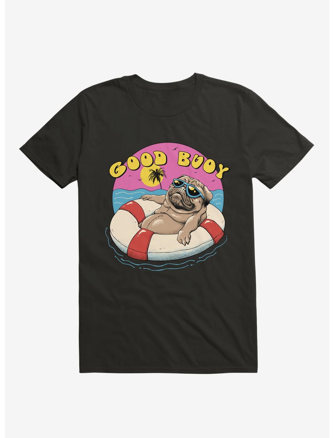 Ocean Pug Good Buoy! Black T-Shirt, BLACK, hi-res