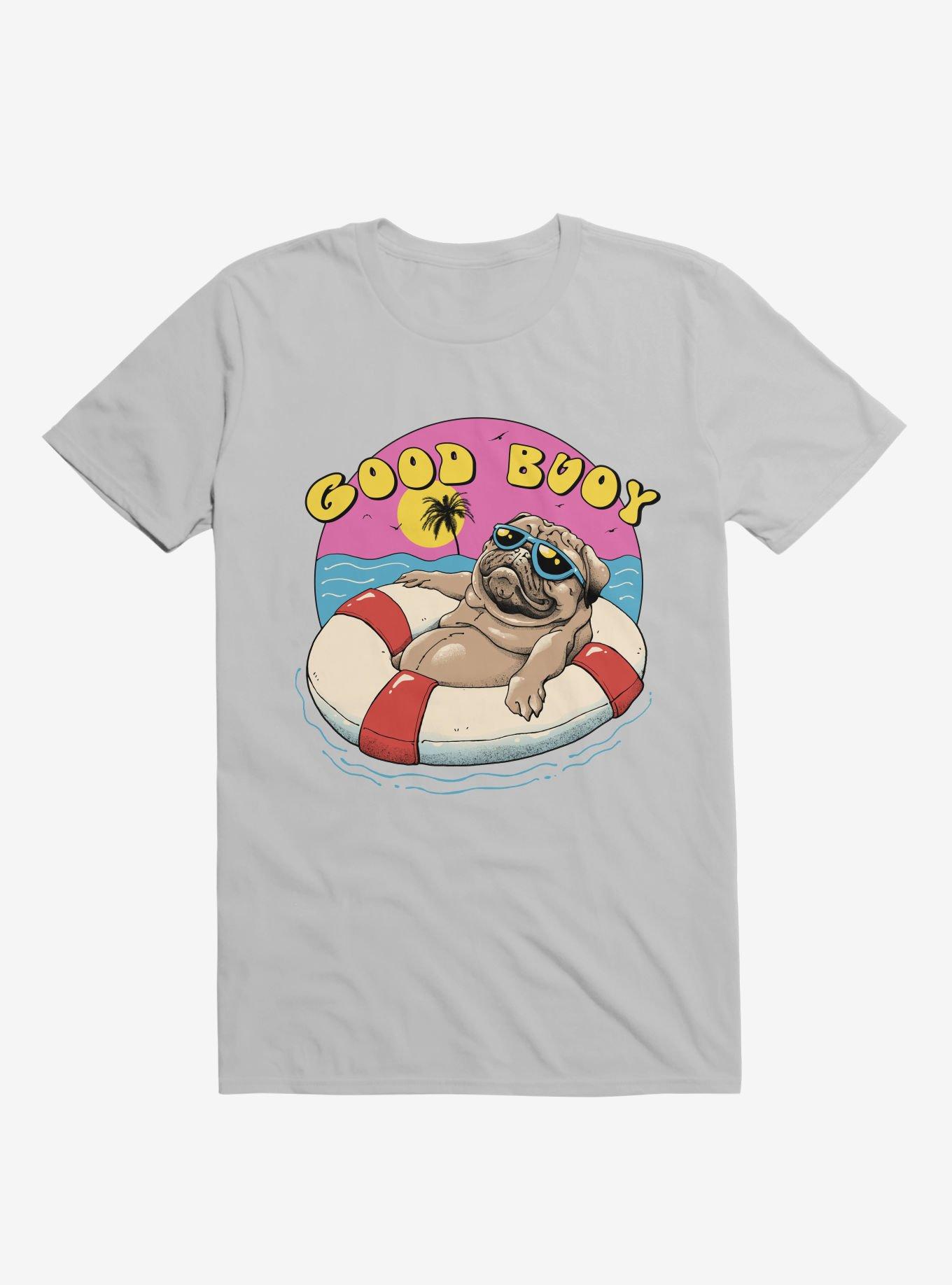 Ocean Pug Good Buoy! Ice Grey T-Shirt, ICE GREY, hi-res