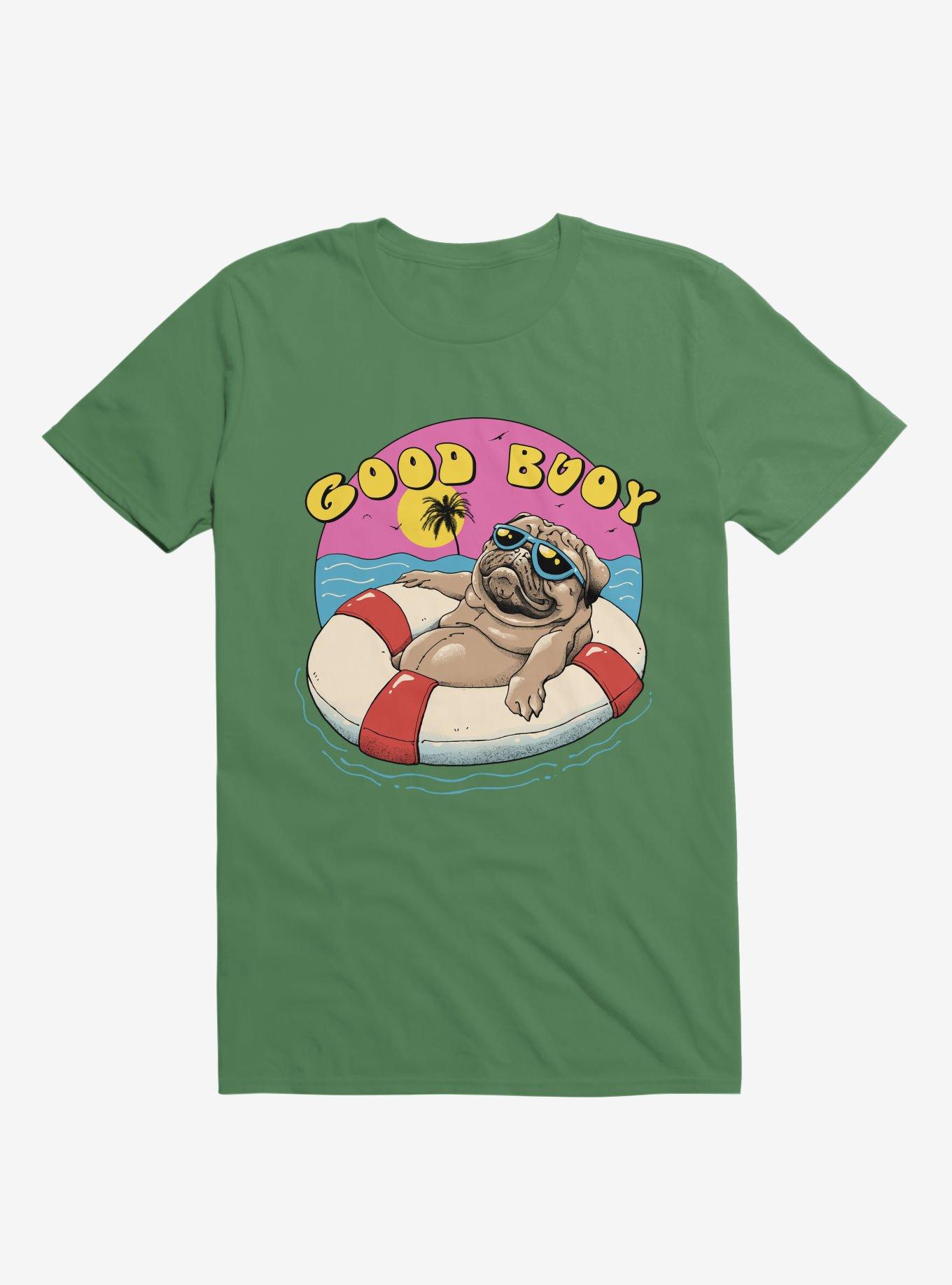 Ocean Pug Good Buoy! Kelly Green T-Shirt, KELLY GREEN, hi-res